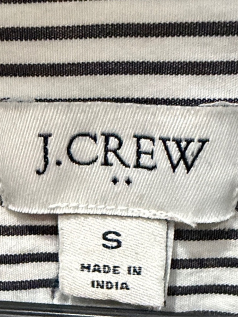 J. Crew Cotton Dark Navy & White Vertical Pinstripe V-Neck Dress Shirt - Picture 2 of 3